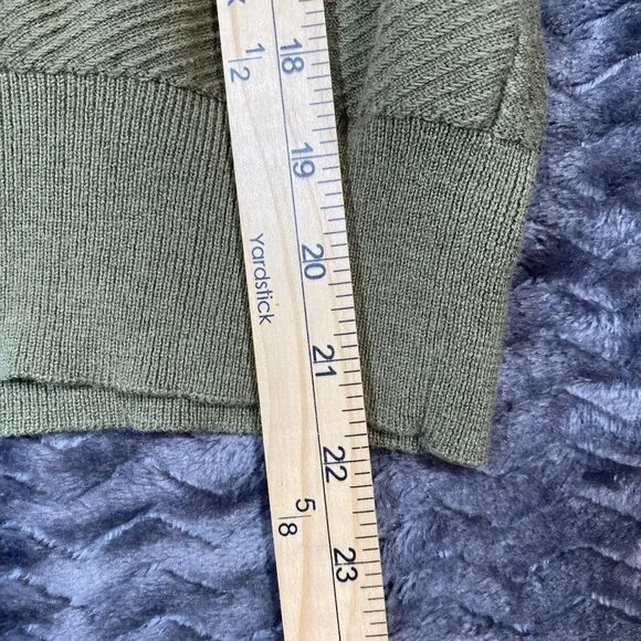 J.Crew Olive Green Ruffle Neck Sweater Ribbed Knit pullover,womens size XS - Picture 9 of 9